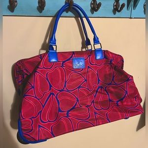 DVF Studio pink and blue roller bag satchel duffel bag